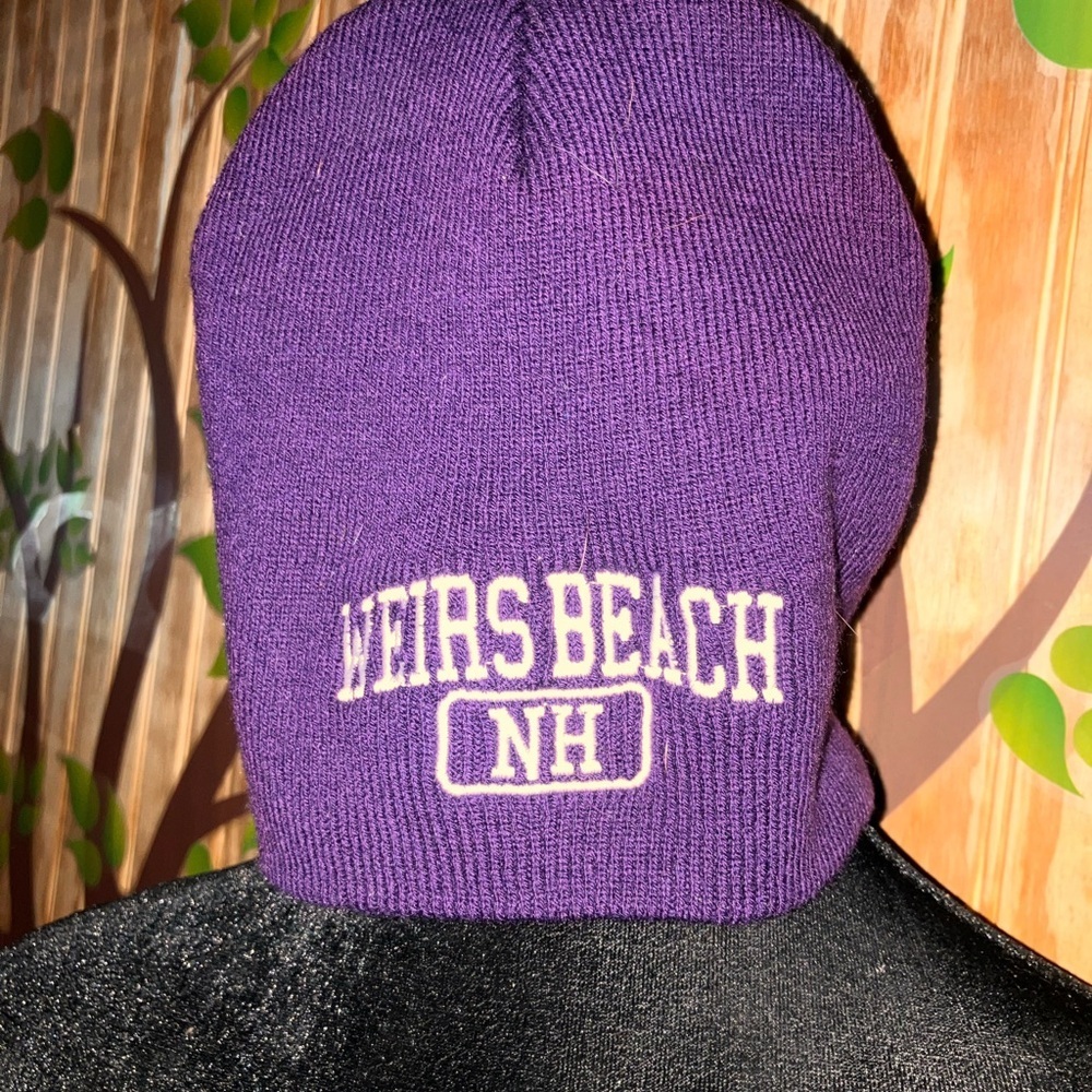 Purple Beanie with White Embroidery